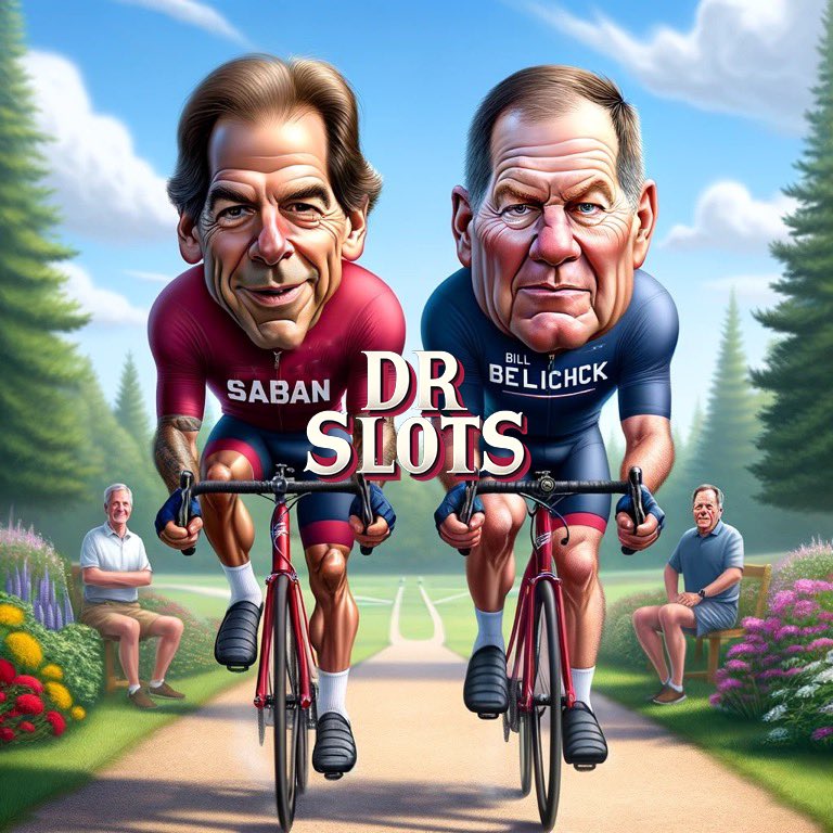 ￼ Tandem Tuesday! Nick and Bill Belichick taking a spin on their tandem bike. Who's in front, and who's calling the plays? #RollTide #Rolleth
 #FootballFamily #TandemTuesday