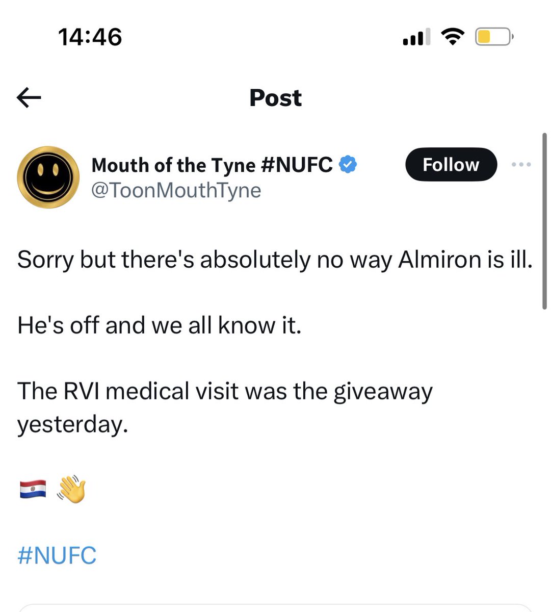 gpugh09's tweet photo. @ToonMouthTyne @CraigHope_DM @JacobsBen See your on the money as always 🤥 https://t.co/jdVix3Be3r