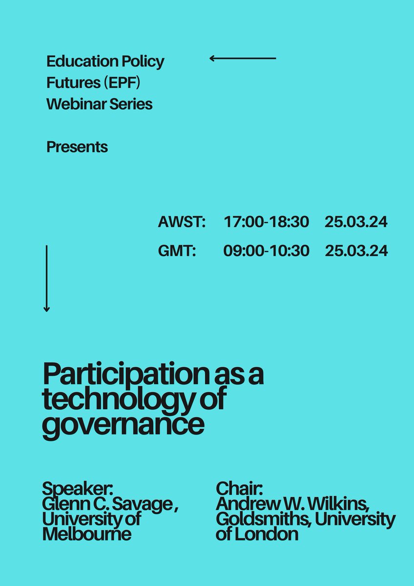 In what ways does citizen participation function as government technologies for curtailing opposition and reducing opportunities for productive dissensus? Join us for a conversation with @glenncsavage via webinar on 25 March 2024 Email/DM to attend