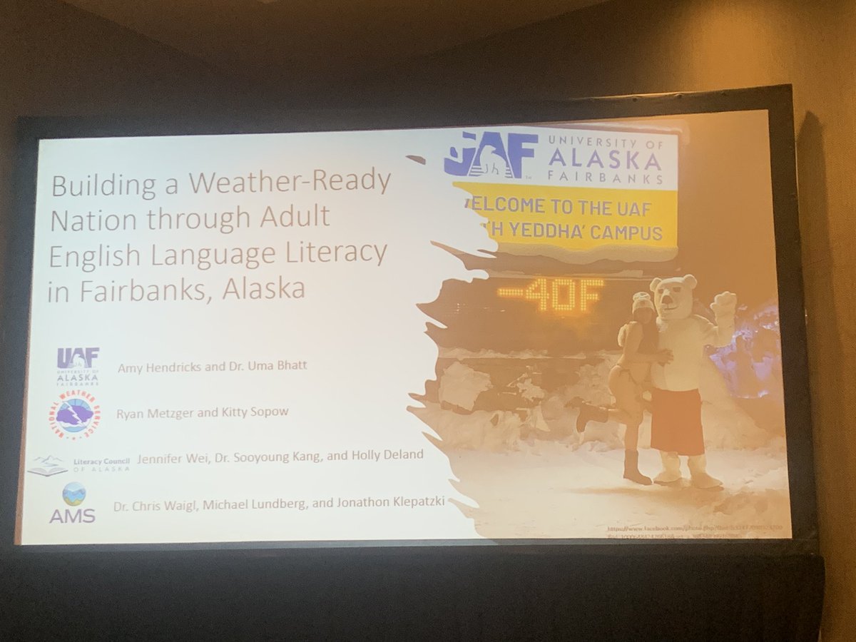 AMS_WAF's tweet photo. Our final speaker in the Limited English Proficiency session is Amy Hendricks where she will discuss language literacy in #Fairbanks, #Alaska. #2FUTURE #AMS2024 https://t.co/25qD3vkfuN