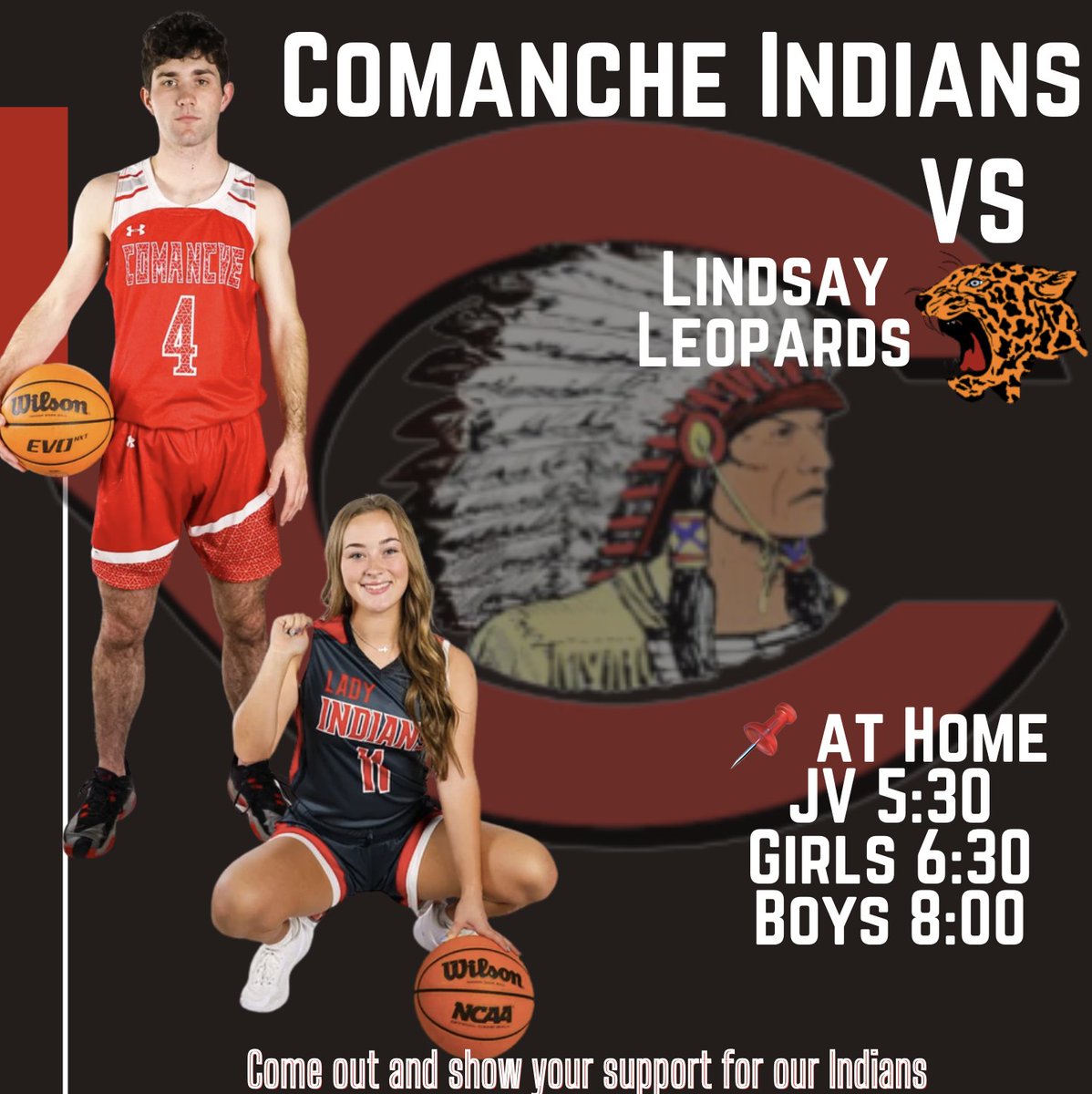 CPSIndians's tweet photo. 🏀 Come out and Support your Indians tonight Vs Lindsay! 🏀
Let's get loud and show them who owns the court!
Good Luck Indians!
#cps #ComancheIndians #IFND #WeAreOne https://t.co/ioafnsct1o