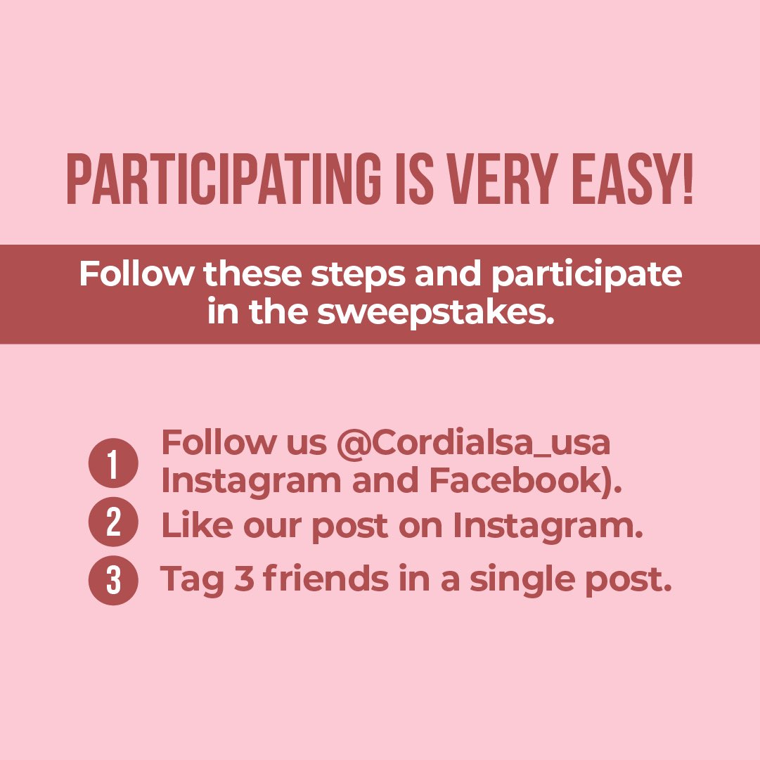 Cordialsausa's tweet photo. ¡No te pierdas nuestro Sweepstake en
Instagram! 📱Participa y gana increibles premios. Visit us on our Instagram profile and follow the instructions to participate.🏆 https://t.co/0RO45Vmq52