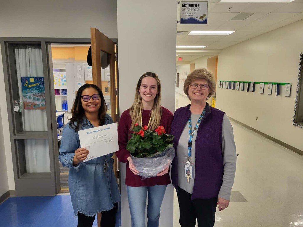 Congratulations to our BT Rejuvenation Award recipient! Thank you, Riley Wolven, for your work of heart as a year 1 teacher! You are turtley the best!! <a href="/WCPSSTSP/">Teacher Support</a>
