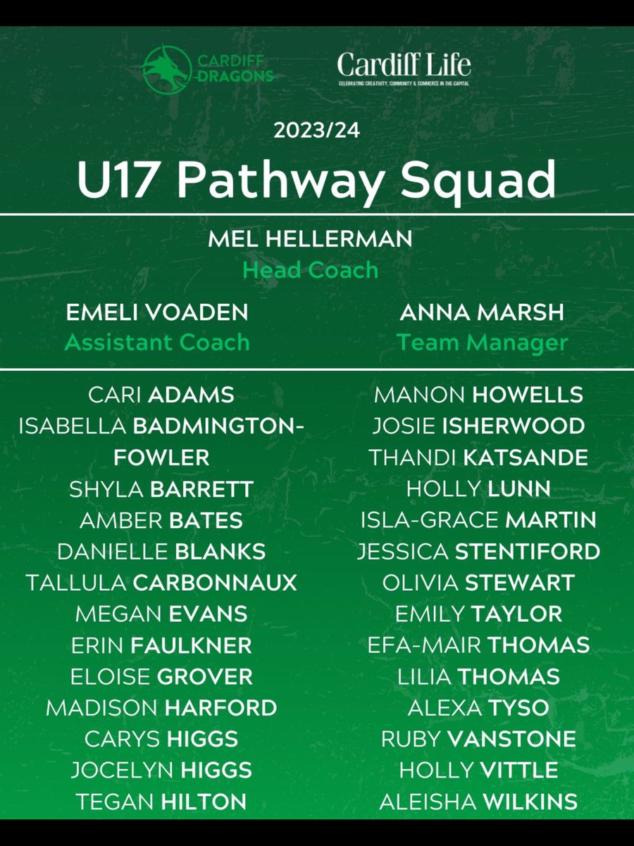 Huge congratulations to Olivia and Emily who have been selected for <a href="/cardiffdragons_/">LexisNexis Dragons</a> U17 squad!!! We are very proud of you both, great netball achievement 👏👏👏