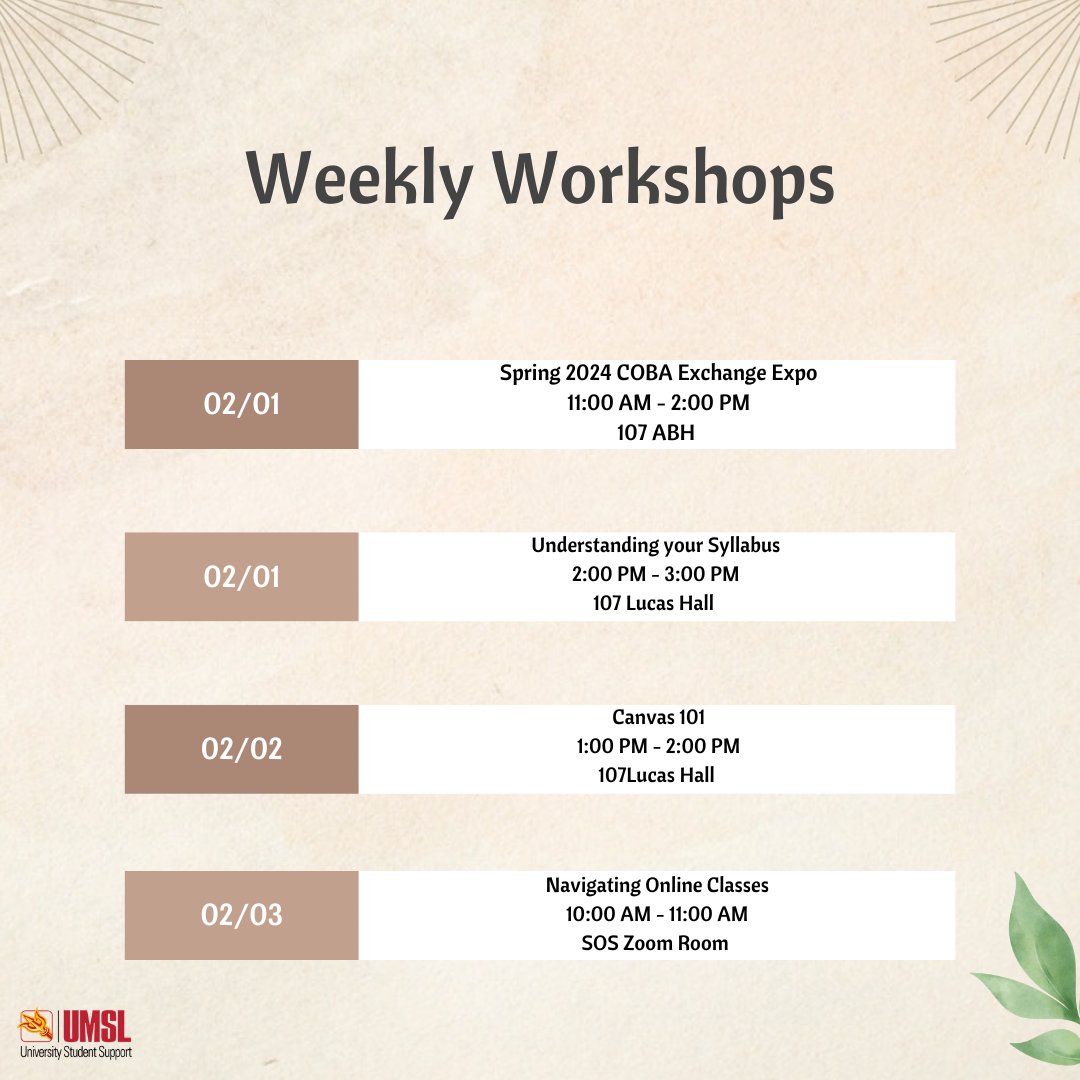 This week's upcoming Workshops!🔱