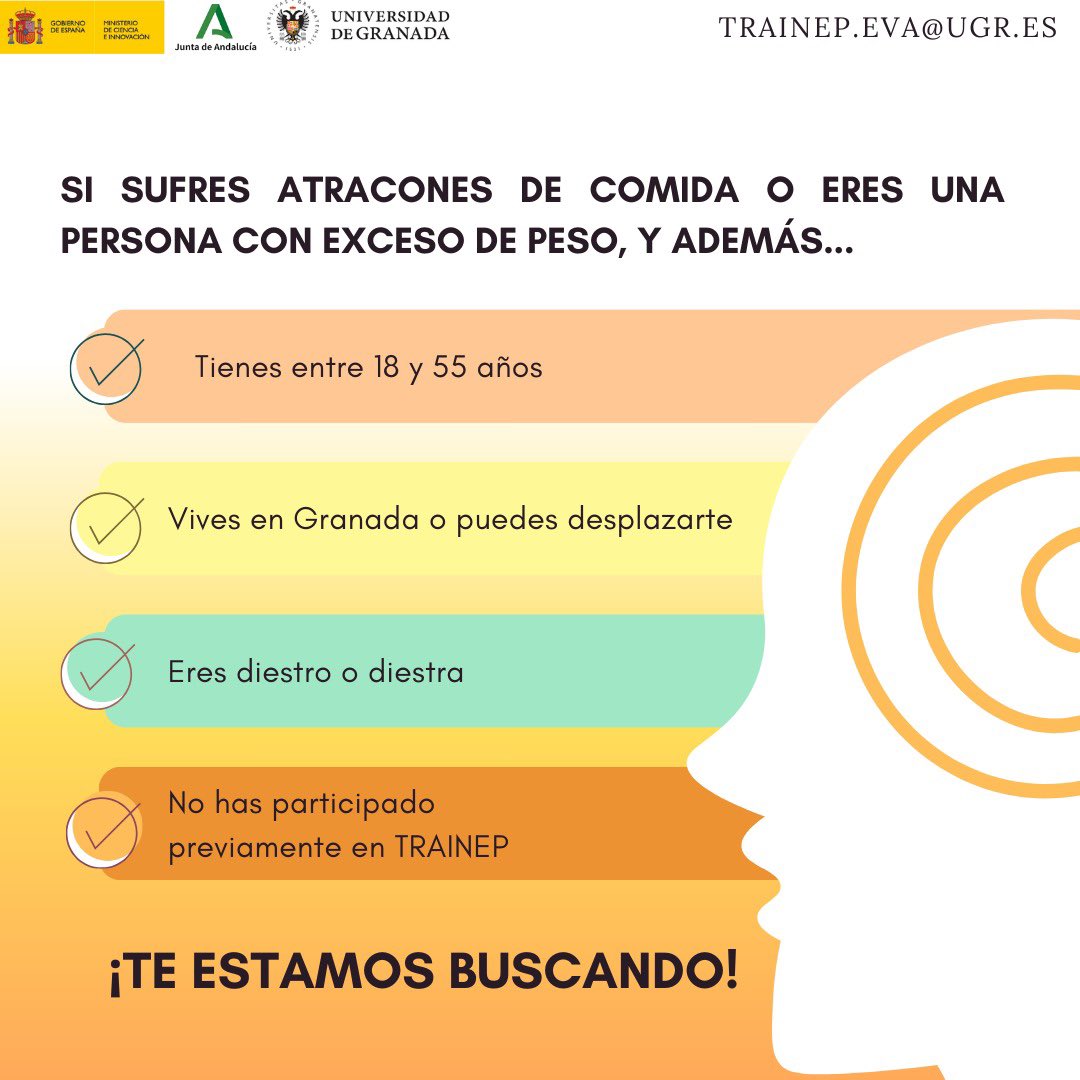 trainep_ugr's tweet image. 🧠 Nuestro nuevo proyecto pretende reducir atracones y mejorar el control sobre la ingesta de comida

✍️ Participa escaneando el código QR

📩 Puedes escribirnos a trainep.eva@ugr.es

📣 También puedes ayudarnos difundiendo y compartiendo esta información 

🫶🏼 GRACIAS 🫶🏼
