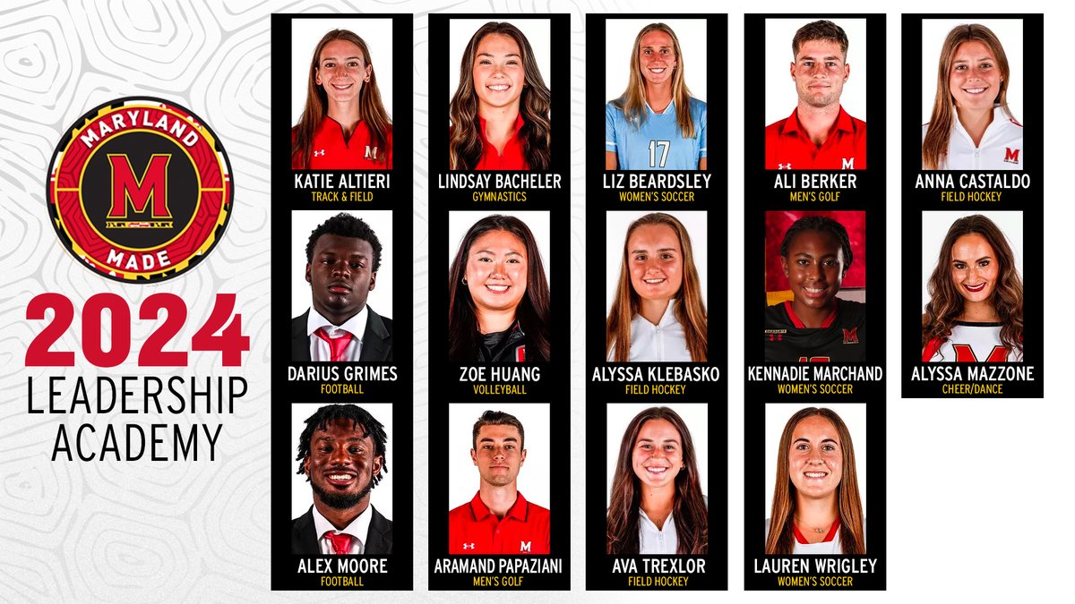 Meet the 14 student-athletes in the 2024 <a href="/MDMadeTerps/">Maryland Made</a> Leadership Academy! 

The Maryland Made Leadership Academy was created to strengthen the foundation of future leaders and commit to developing student-athletes at all levels.

➡️ go.umd.edu/3SDwFNl