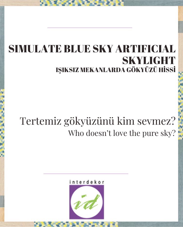 inter_dekor's tweet photo. ✨Simultane Gunışığı, doğal ışığı ve gökyüzü rengini simüle eden, bu sayede iç mekanlarda dış mekana benzer parlak ve yumuşak ışık efektleri yaratabilen, insanlara kendilerini doğal bir ortamdaymış gibi hissettiren bir aydınlatma cihazıdır. https://t.co/meWOo2Gln9