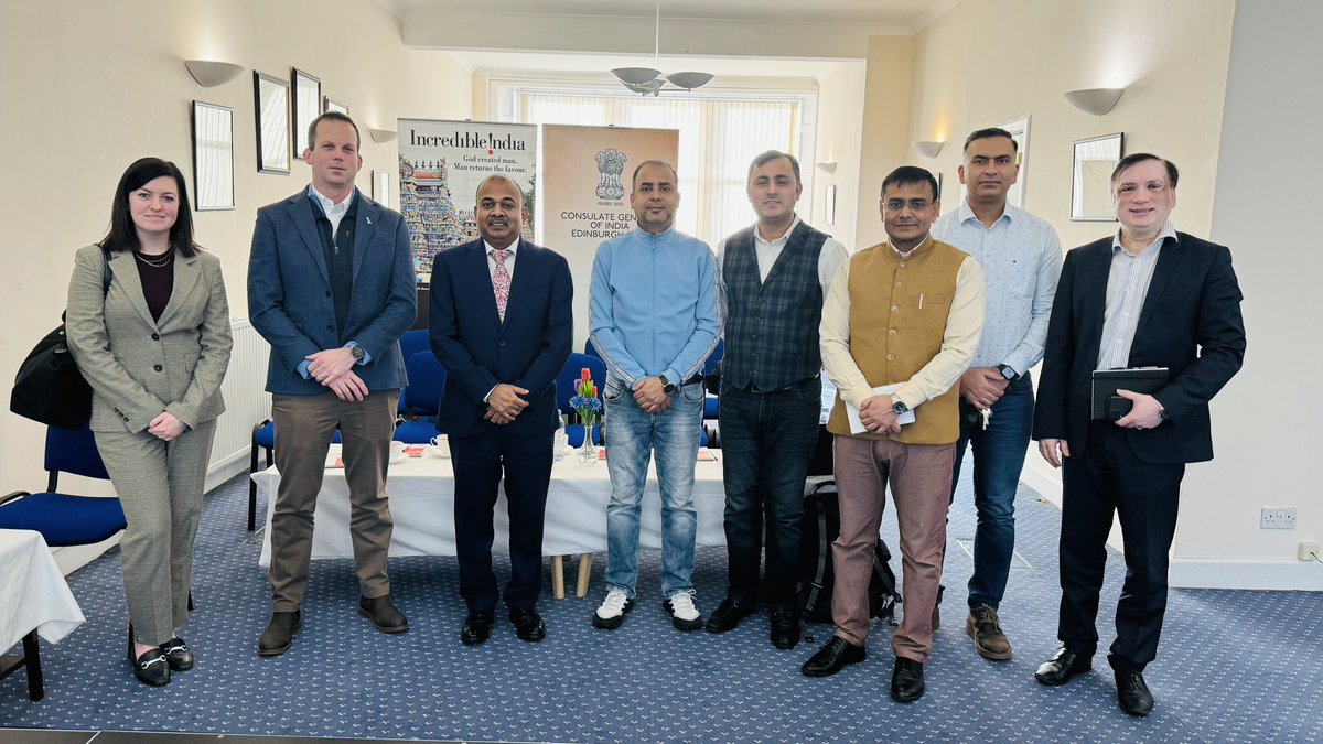 A meeting of stakeholders to promote a direct airlink between India & Scotland was held at the Consulate premises. Increasing business & tourist interaction formed the basis for the discussions. 🇮🇳 ✈️ 🏴󠁧󠁢󠁳󠁣󠁴󠁿 @VDoraiswami @airindia @edinburghairpor @EDI_Airport @IndiGo6E