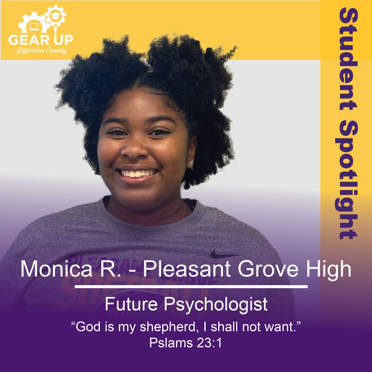 GEARUPJC's tweet photo. This week’s #StudentSpotlights are Willie B. from Midfield High and Monica R. from Pleasant Grove High School. ✨ #GEARUPJeffersonCounty #GEARUPWorks https://t.co/z4XsQwGX4q
