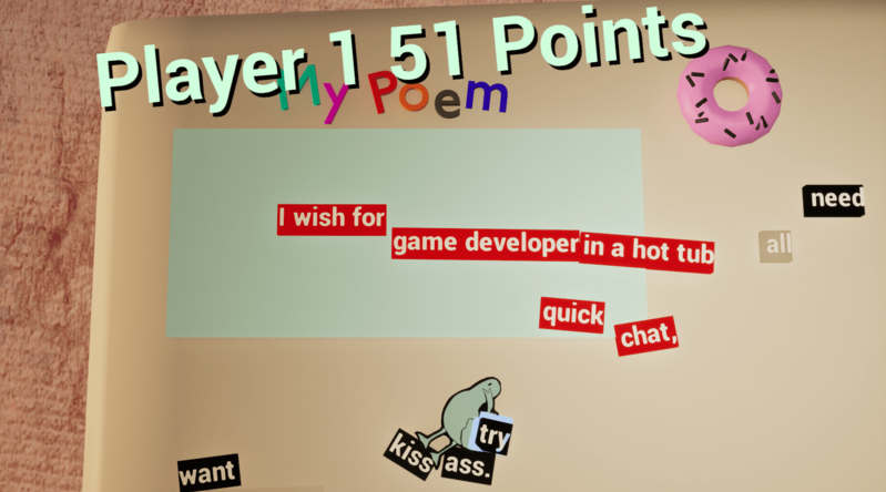 Our MARVELLOUS <a href="/MMojsiejuk/">🥀 Maggie</a> made a game jam based on the ever-chaotic Glowmade fridge poems??! What a woman 😭❤️🔥

Go make some masterpieces!!
boggodan.itch.io/scramble