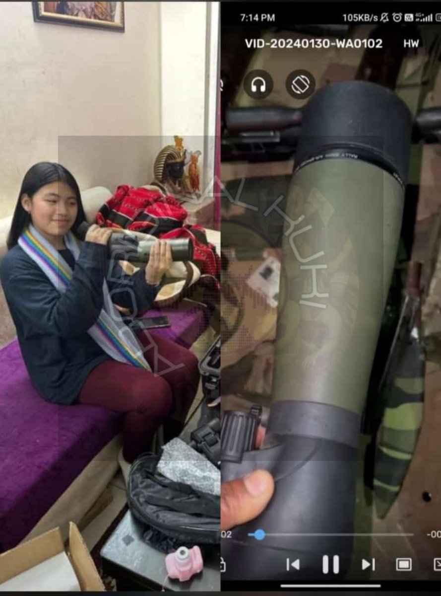 AboriginalKuki's tweet photo. Manipur📍

📍A week ago, the daughter of a Meitei fraudulent fake climate activist Licipriya Kangujam  with her mother, acquired a thermal drone to assist Arambai Tenggol in launching a direct assault on the Kuki community

❗️However, today, Arambai Tenggol freely surrendered the drone, along with some weapons, after facing defeat in their attack on the Kuki community in KukiHills,Leimakhong

❗️ As per local reports, a multitude of Meitei Radical farmers sustained injuries, and there is speculation that some may have been subjected to Khamenloking by Kuki village volunteers.

The Kuki community expresses deep gratitude to Lici and her mother for this unexpected turn of events.