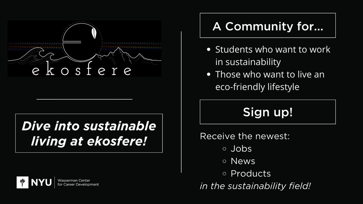 Dive into sustainable living at ekosfere! Join a community for students who want to work in sustainability, and live an eco-friendly lifestyle. Sign up for their weekly newsletter and receive the newest jobs, news, and products! ekosfere.com/pages/subscribe