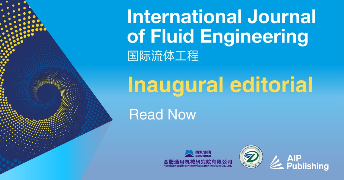 AIP_Publishing's tweet image. We are excited to announce the launch of the International Journal of Fluid Engineering, dedicated to the fascinating world of fluid mechanics in engineering! #fluidphysics #fluidengineering 

Learn more 👇 
aippub.org/3vQNHP3