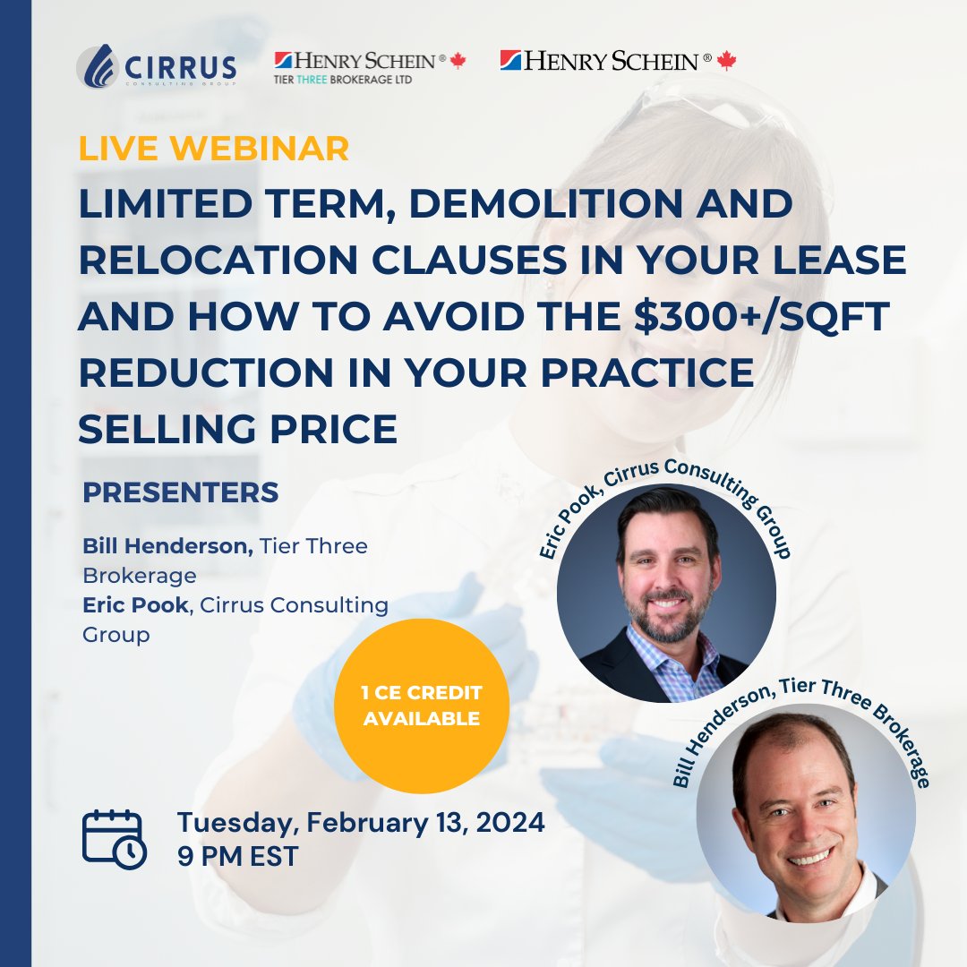 CirrusGroup's tweet photo. Discover the top 2024 expert strategies to avoid costly clauses in your lease agreement &amp; protect your practice value. Don't miss this opportunity to stay ahead in the dental industry!  

Register now: https://t.co/yAai9eNG9I 

#DentalIndustry #PracticeValue #Profitability https://t.co/iGqiDrjZJy