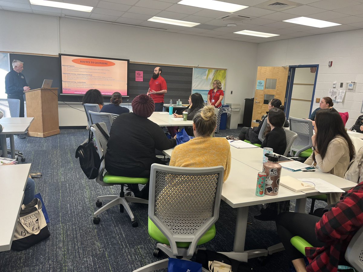 VBCPS Department of Human Resources presenting to a full room of teacher assistants today during the #VBPLAD Professional Learning Assistants Day event. Continuing to Grow Our Own teachers within the division.  Such talented individuals!