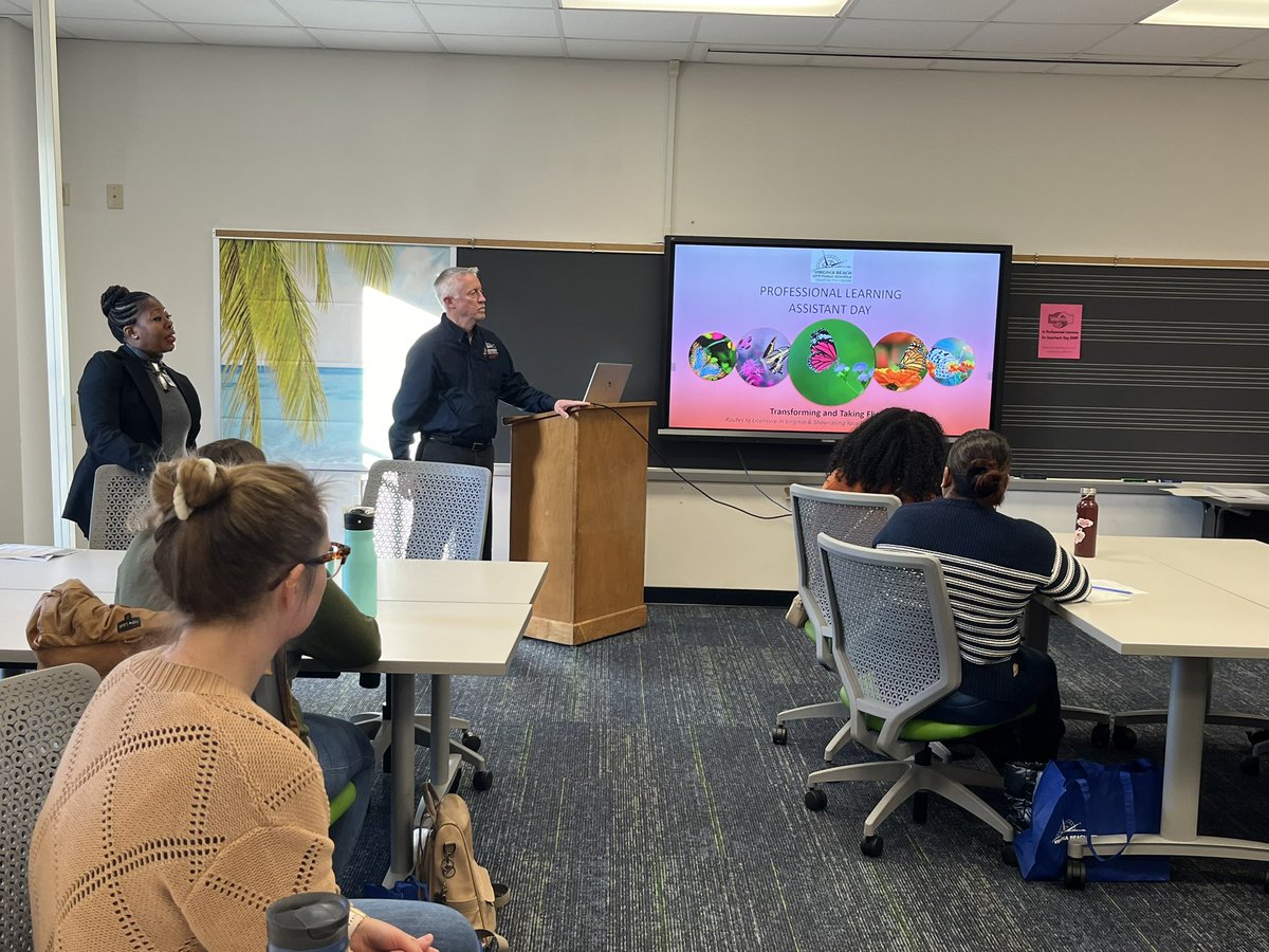 CherylWoodhous6's tweet photo. VBCPS Department of Human Resources presenting to a full room of teacher assistants today during the #VBPLAD Professional Learning Assistants Day event. Continuing to Grow Our Own teachers within the division. Such talented individuals! https://t.co/KHn6Lt2cT3