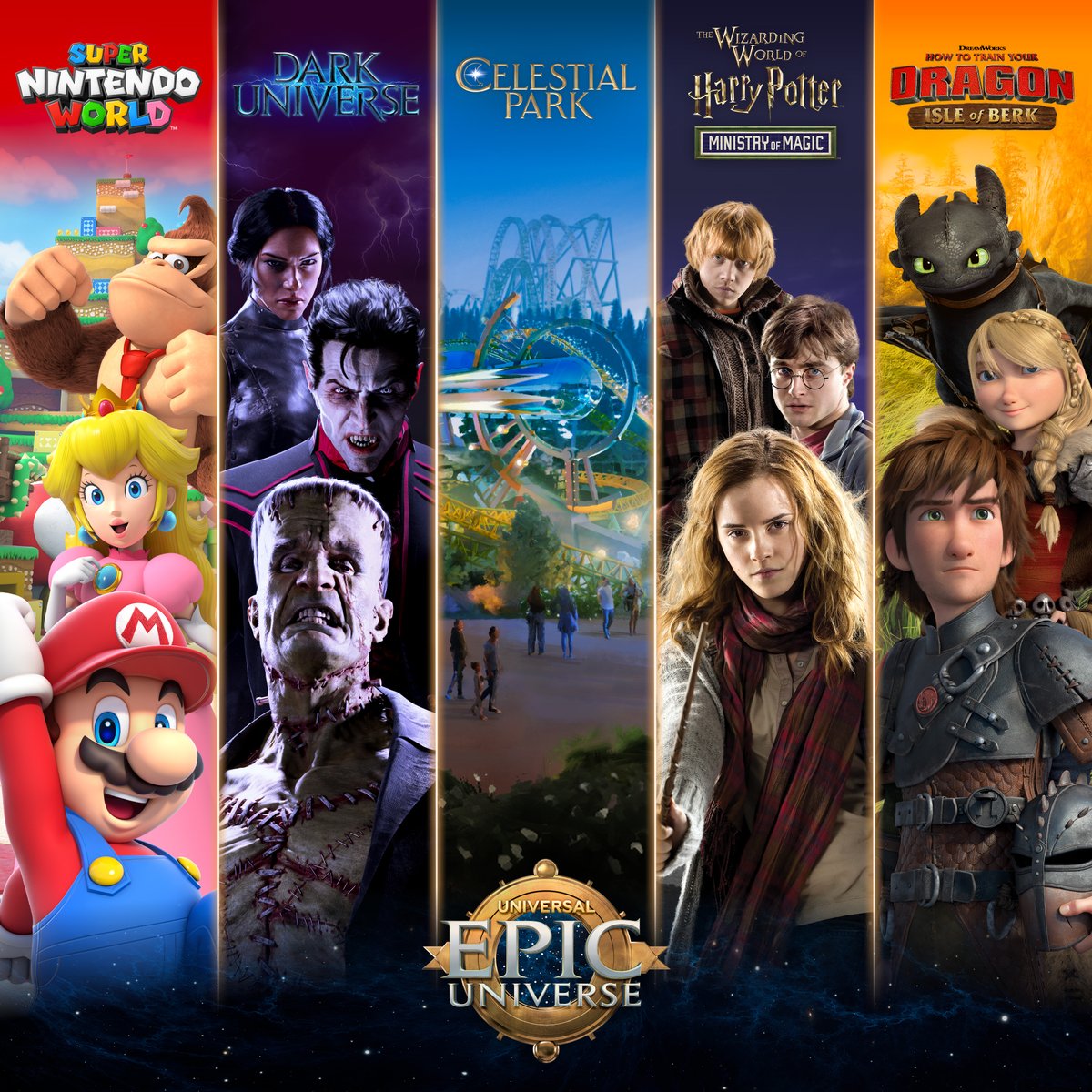 JUST ANNOUNCED: Five immersive worlds. One amazing theme park. Universal Epic Universe opens 2025 at Universal Orlando Resort. #EpicUniverse