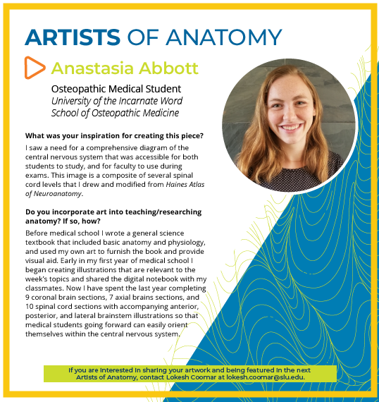 AnatomyOrg's tweet photo. Meet this month's Artist of Anatomy, Anastasia Abbott! Check out the beautiful artwork she created and the story behind it below.

Learn more here: https://t.co/d00wLwrPxz

#Anatomy24 #anatomy #science #research #education #ArtistsofAnatomy https://t.co/mhYheg15MP