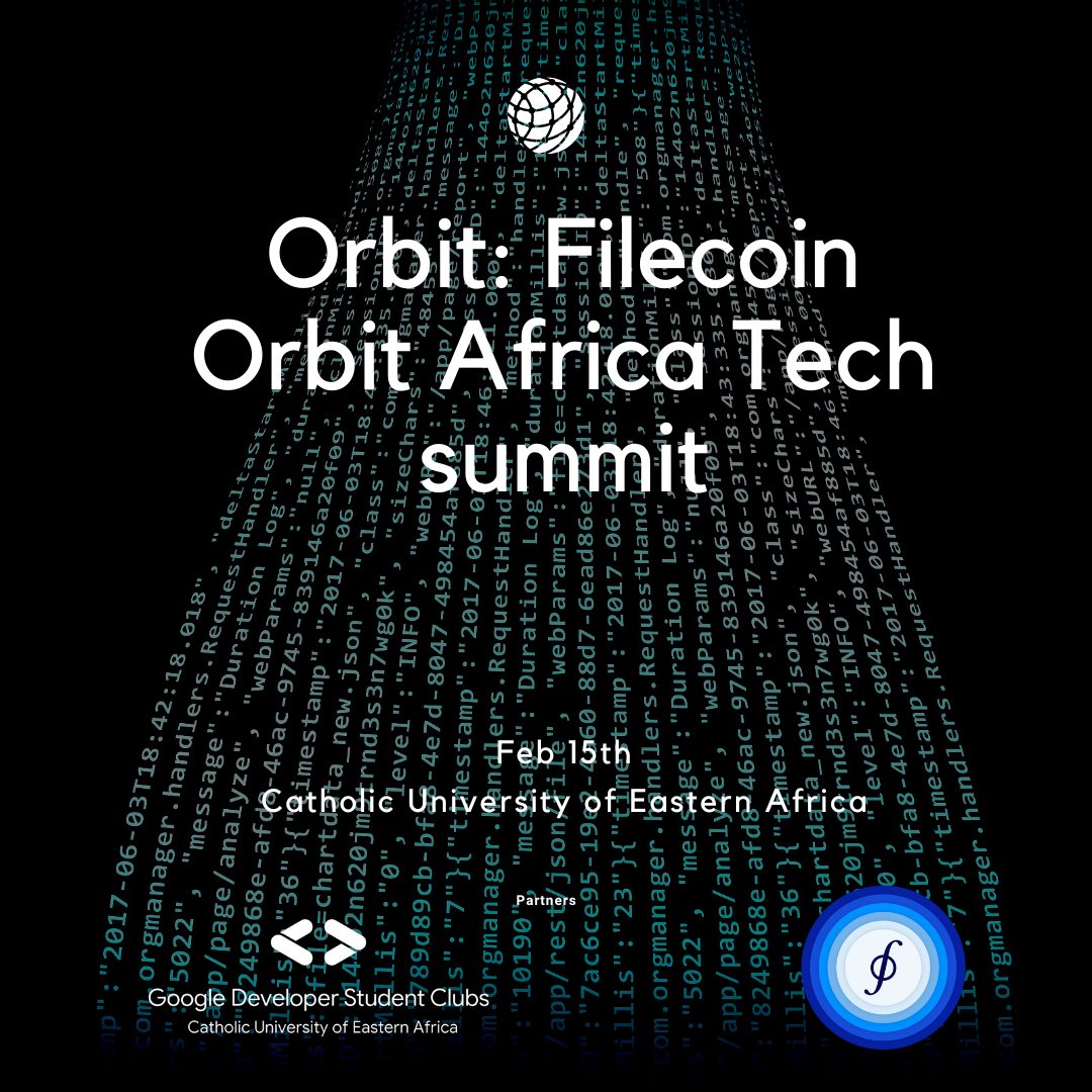 🎉 Get ready to geek out! 🚀 Join us at Filecoin Orbit Africa Tech Summit in collaboration with @GDSC_CUEA 🗓️ Save the Date: February 15th, 2024 Learn more and RSVP: lu.ma/kgsz6mgk @Filecoin @FilFoundation @FilecoinAfrica #filecoinkenya #filecoinorbit