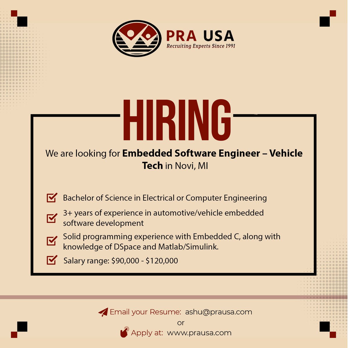 THEPRAGROUP's tweet image. We are #hiring for 𝗘𝗺𝗯𝗲𝗱𝗱𝗲𝗱 𝗦𝗼𝗳𝘁𝘄𝗮𝗿𝗲 𝗘𝗻𝗴𝗶𝗻𝗲𝗲𝗿 – 𝗩𝗲𝗵𝗶𝗰𝗹𝗲 𝗧𝗲𝗰𝗵 in Novi, MI Apply here: bit.ly/3vo6u41
#embeddedsoftwareengineer
#softwareengineeringjobs
#vehicletechnology
#embeddedengineering
#softwaredevelopers
#michiganjobs
#prausa