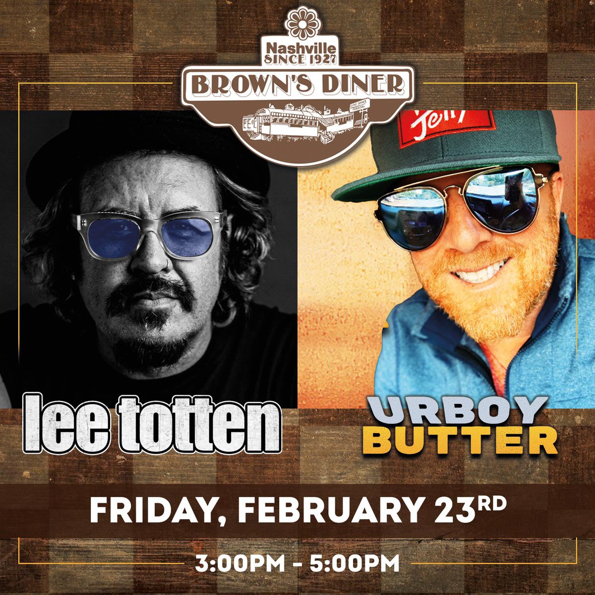 Nashville! Comin’ at you Friday February 23rd for a special afternoon performance at the legendary Browns Diner with the amazing @reallifewbutter . Start your weekend early!