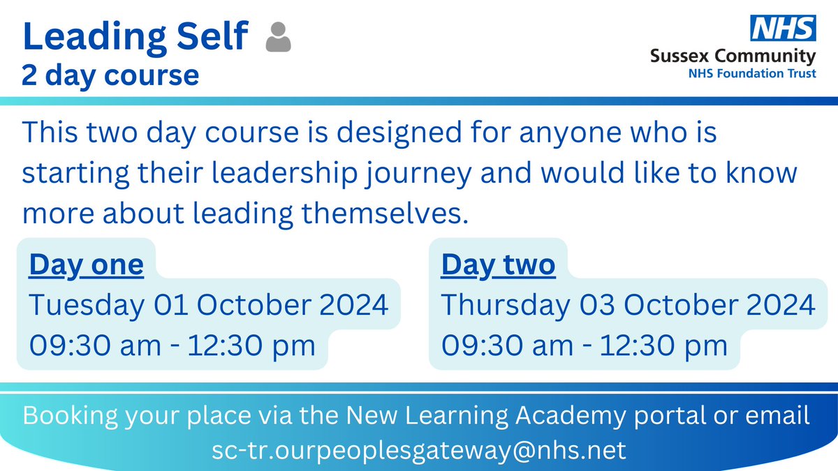 Leadership Training August - October 2024, reserve your place via the Learning Academy. We recommend you book the course which supports your current role or future career development.😃