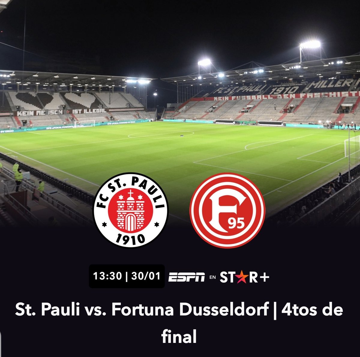 FcBloque's tweet photo. Piratas!
Se juegan los cuartos de final de la DFB-Pokal  en el Millernton, nuevamente se enfrenta nuestro amado FC St Pauli al Dösseldorf.
En México podremos verlo en vivo este 30 de enero, por la plataforma de Star plus en punto de las 13:30 pm
Forza Sankt Pauli✊🏻⚽️⚽️⚽️🔥🏴‍☠️🖤🏳️‍🌈 https://t.co/tFhwpK6CnW