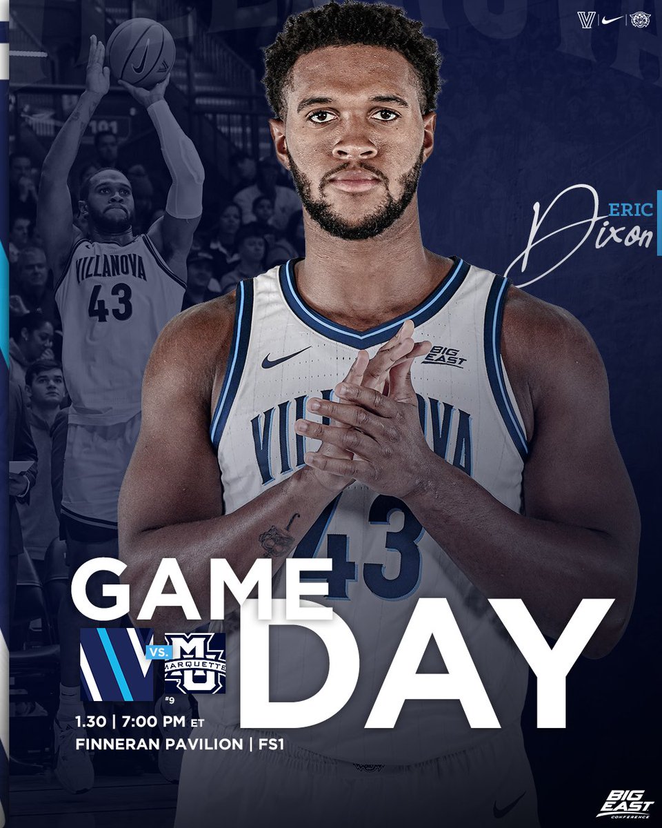 𝗚𝗔𝗠𝗘𝗗𝗔𝗬 - Back home at the Finn‼️ 🆚 No. 9 Marquette 📍 Finneran Pavilion 🕖 7:00 PM 📺 @FS1 📻 ihr.fm/3H3rZsh 📝 bit.ly/3vXzdx6 Halftime Show -> @amazingsladek! #GoNova #NOVAvsMarquette