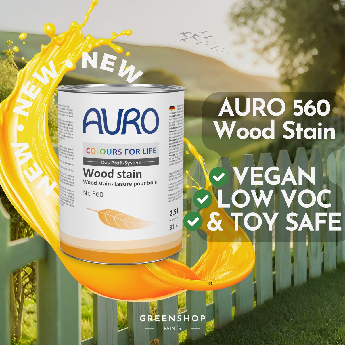 Unveiling a revolution in wood enhancement! 🌳✨ Introducing Auro Wood Stain No. 560 – the effortless way to transform your wood with 65 eco-friendly shades. 🎨🌿 #WoodstainRevolution #TransformWithEase #EcoFriendlyLiving #gsp #greenshoppaints