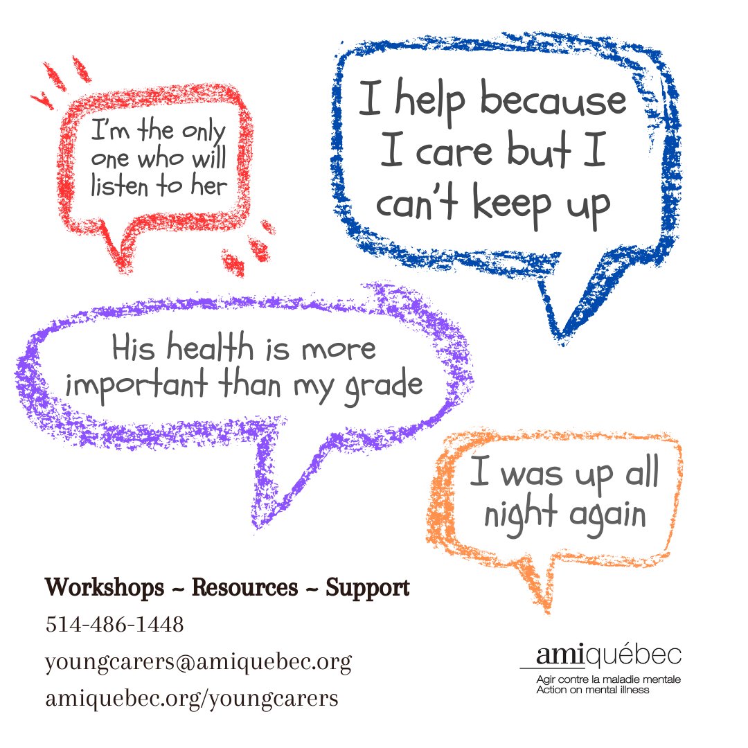 Today is Young Caregivers Awareness Day! Our free young carer services help 5-30 year olds who have a family member or friend with a disability, mental health challenges, or chronic illness. #ycad
amiquebec.org/youngcarers