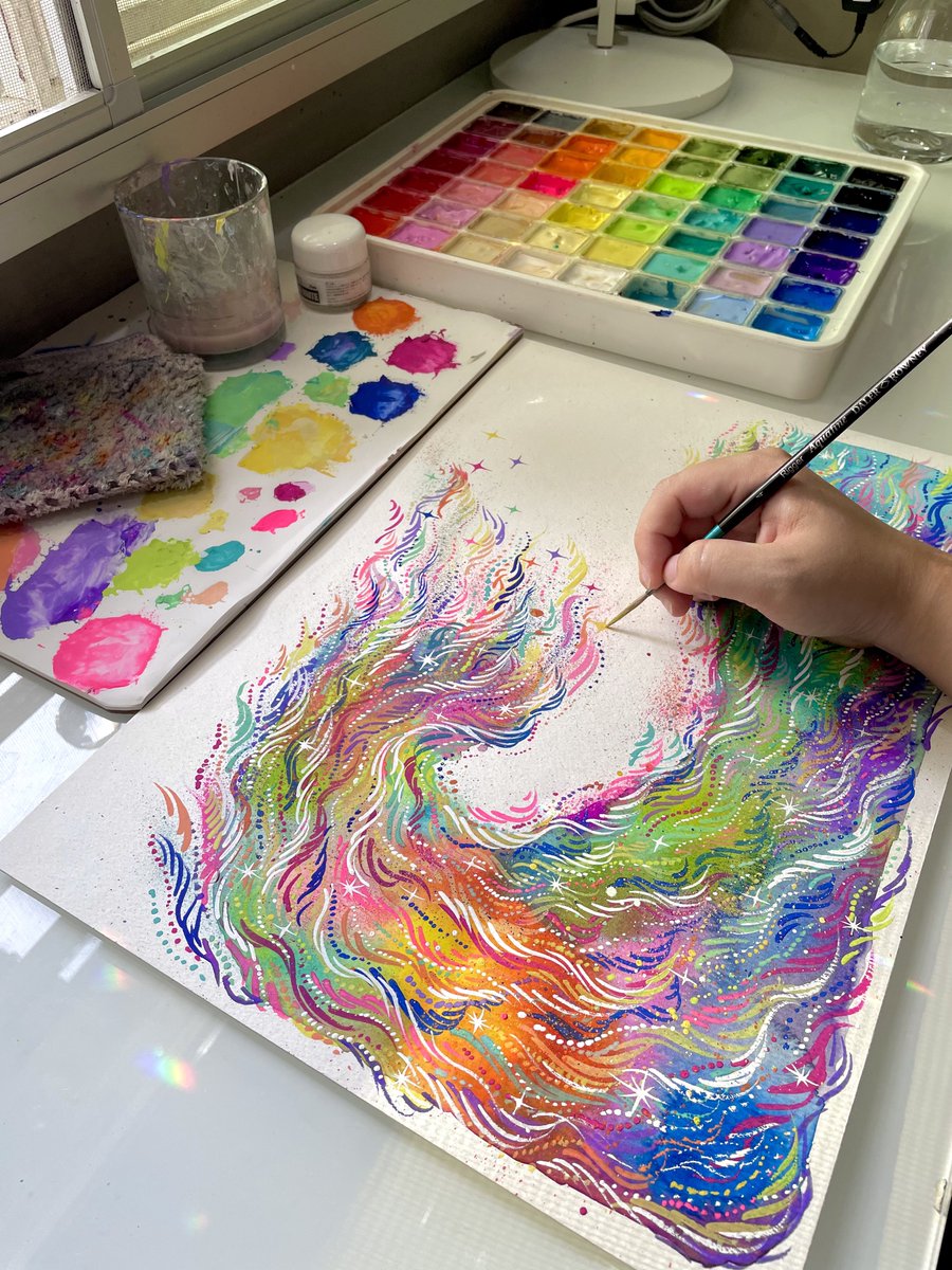 🌊✨ gouache on watercolour artboard