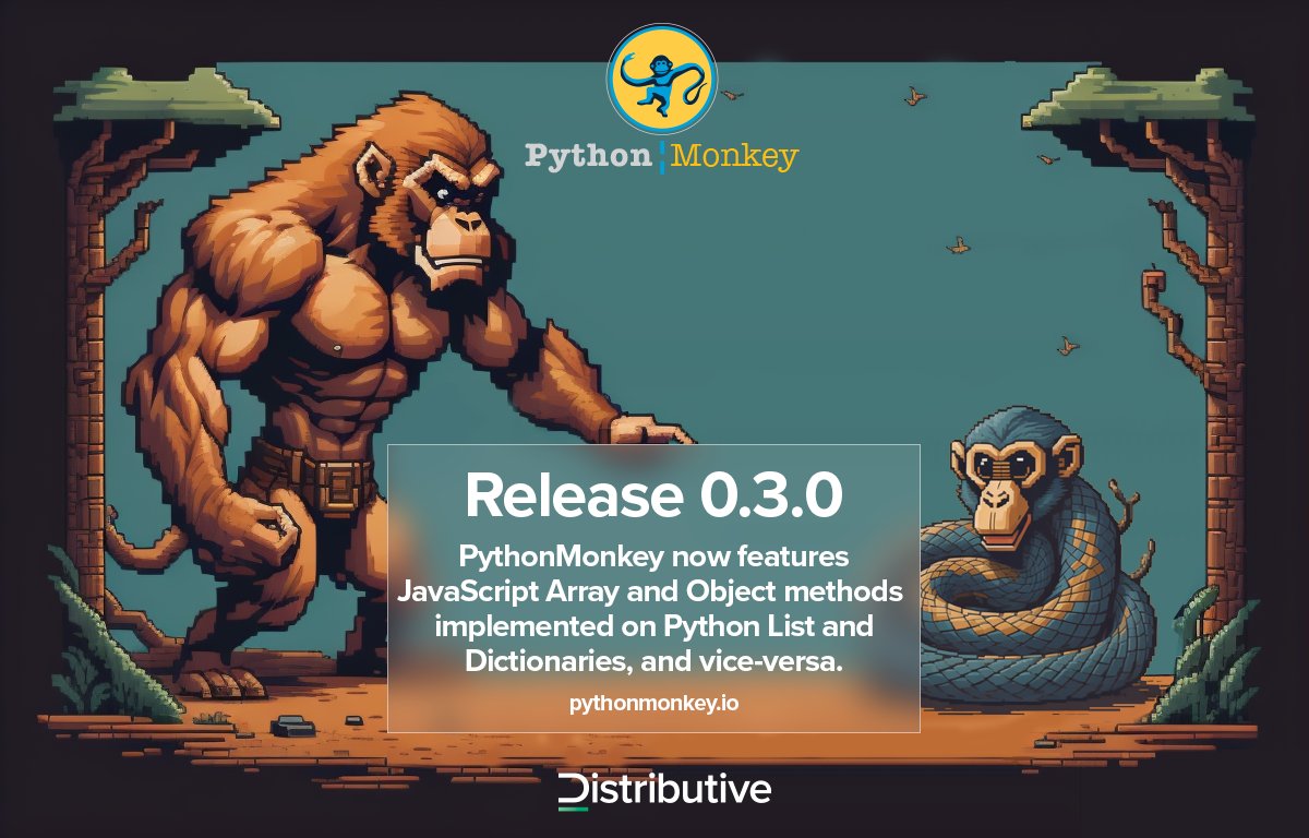 DistributiveNet's tweet image. Distributive&apos;s #pythonmonkey team is pretty stoked right now...

python List &amp;lt;--&amp;gt; JS Array
python Dict &amp;lt;--&amp;gt; JS Object

Mix and match your favorite #Python and #JavaScript libraries in your project.

More on this release: github.com/Distributive-N…
@gvanrossum @PythonPr