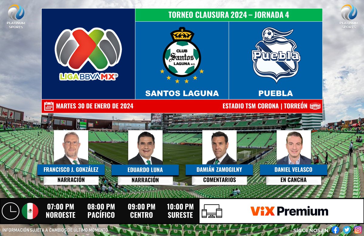 PS_SportsTV's tweet photo. ⚽️ #LigaBBVAMX 🇲🇽 | @ClubSantos vs. @ClubPueblaMX 
🇲🇽📱💻 @VIX (Premium)
🎙️ @FJG_TD 
🎙️ @laloeluna 
🎙️ @RusoZamogilny 
🎙️📝 @daniel_velasco5 

#LoNuestroEsElFutbol - #Jornada4 https://t.co/M0lwqDDdJb