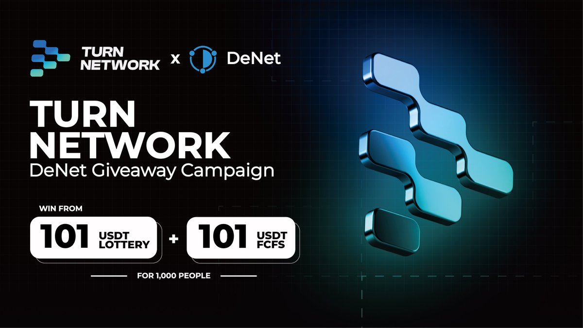 TURN Network’s DeNet Giveaway with $202 USDT in Prizes! 🌟 🏆 Dive into our $202 USDT giveaway campaign, filled with exciting quests and opportunities! 🥇 First Come, First Served: $101 USDT for the first 1,000 quick participants. 🎲 Lucky Draw: Stand a chance to win part of