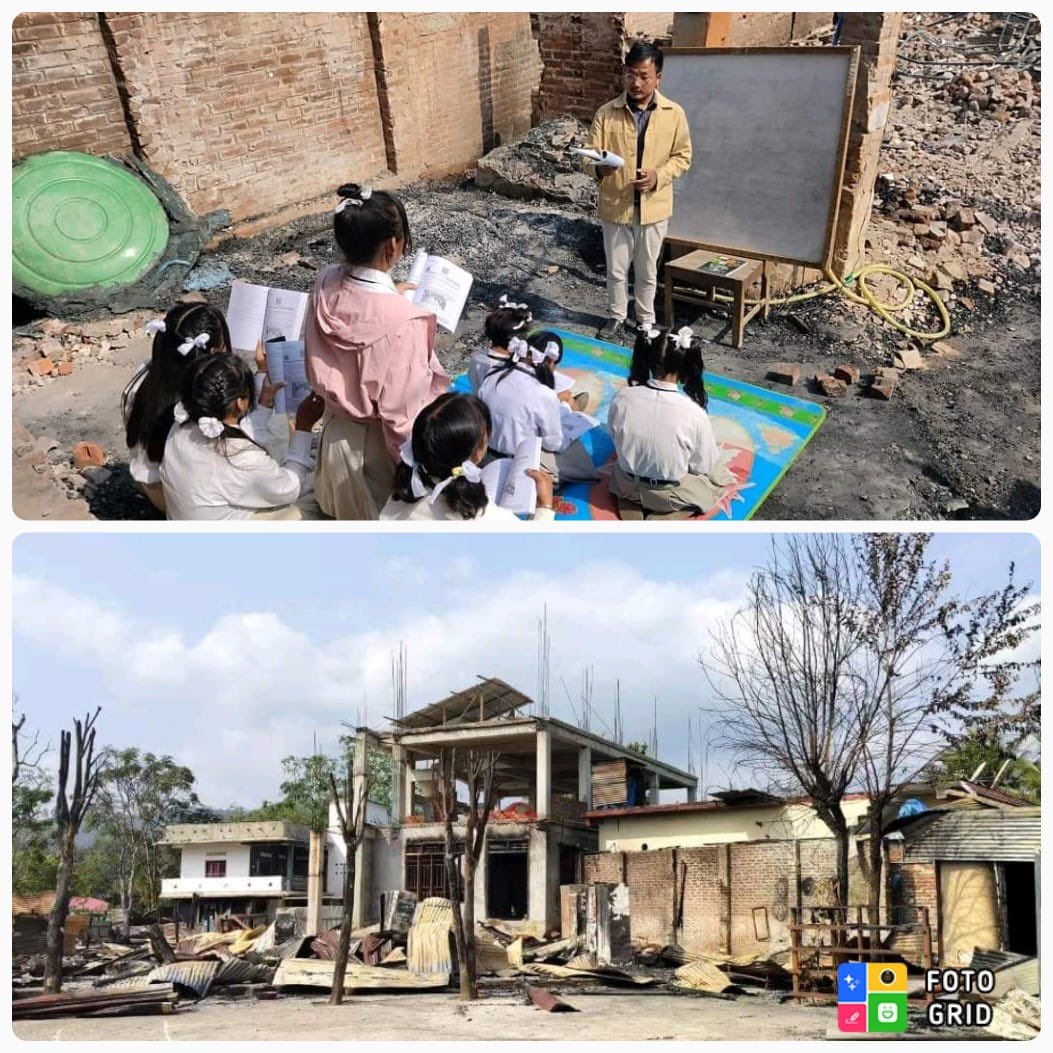 You can burn our schools but you can never seize our zeal of learning &amp; growing.
Education continues even after the Meiteis burnt down the schools at Moreh. What doesn’t kill you definitely makes you stronger. 
History will be created.
#MeiteiAtrocities