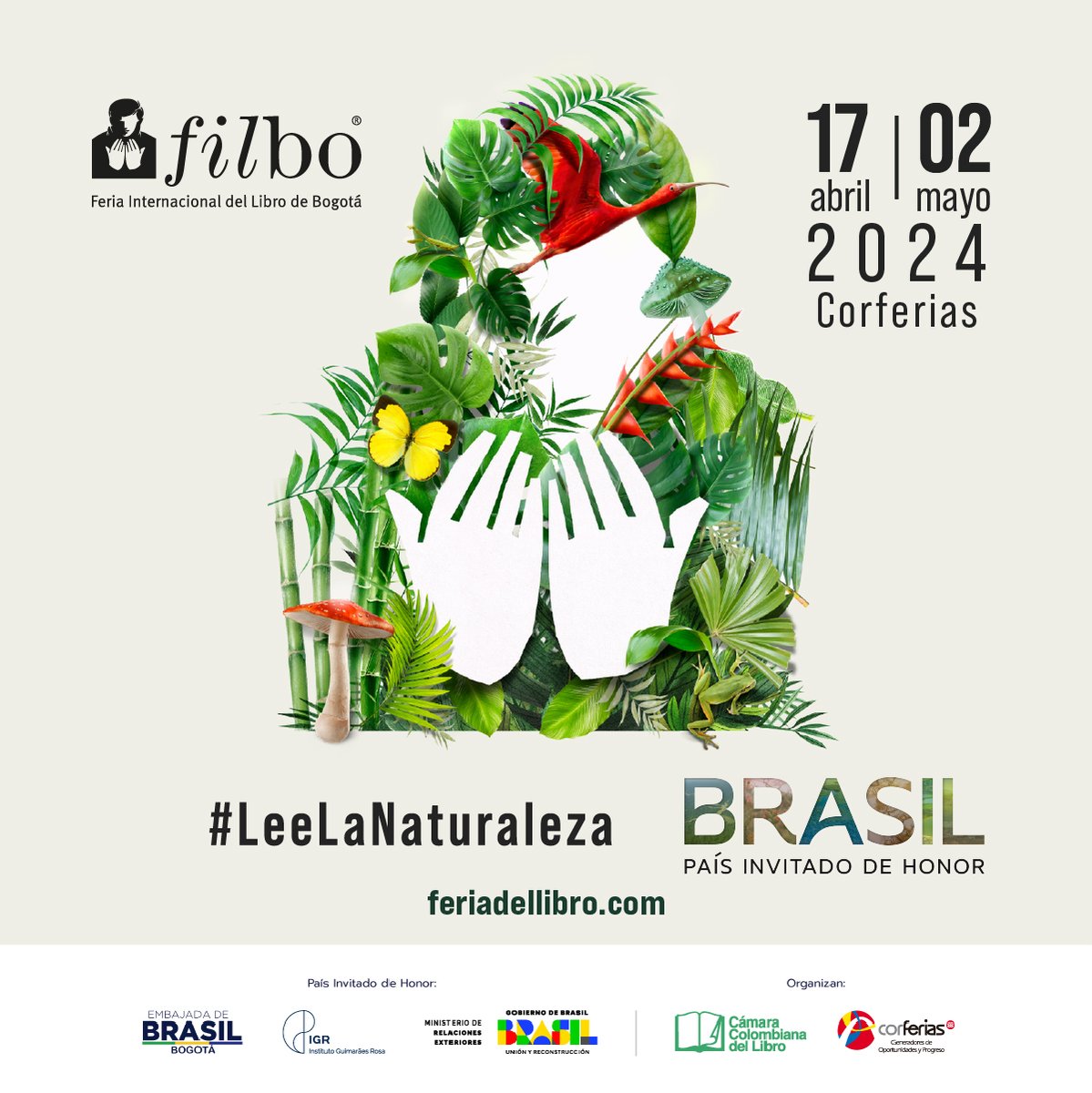 🍃#LeeLaNaturaleza En la #FILBo2024 pondremos nuestra mirada en la importancia de reconocer, cuidar y respetar la naturaleza. 🇧🇷 Brasil, País Invitado de Honor <a href="/BrasilBogota/">Embajada de Brasil en Bogotá 🇧🇷🇨🇴</a> 
<a href="/CamLibro/">Cámara Colombiana del Libro</a> <a href="/CorferiasBogota/">Corferias</a> 

*Conoce toda la información de la feria en feriadellibro.com