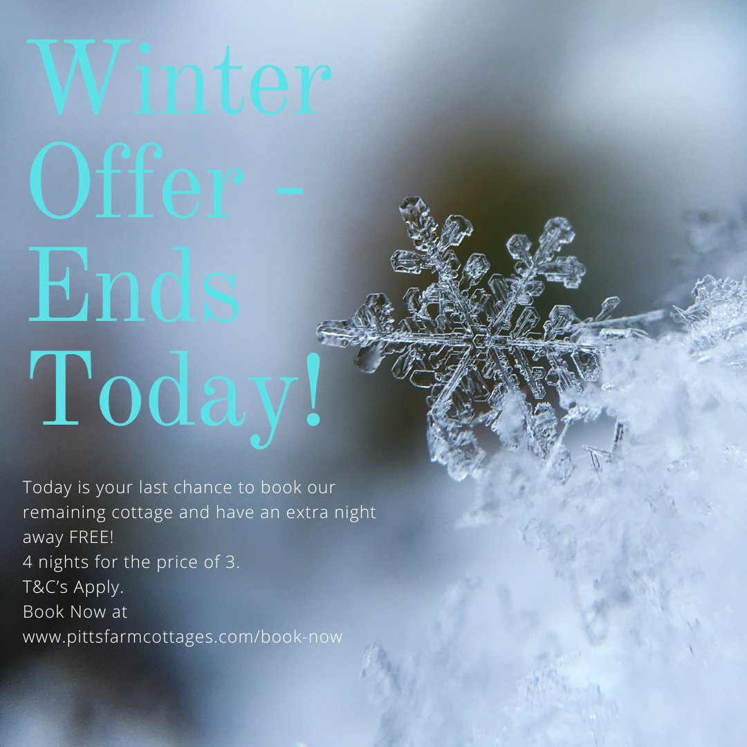 ✨This is your last chance to secure our remaining cottage for our winter offer, 4 nights for the price of 3! Book your getaway here pittsfarmcottages.com/accommodation/…
#wintergetaway #lastminutebreak #endingsoon #getinquick