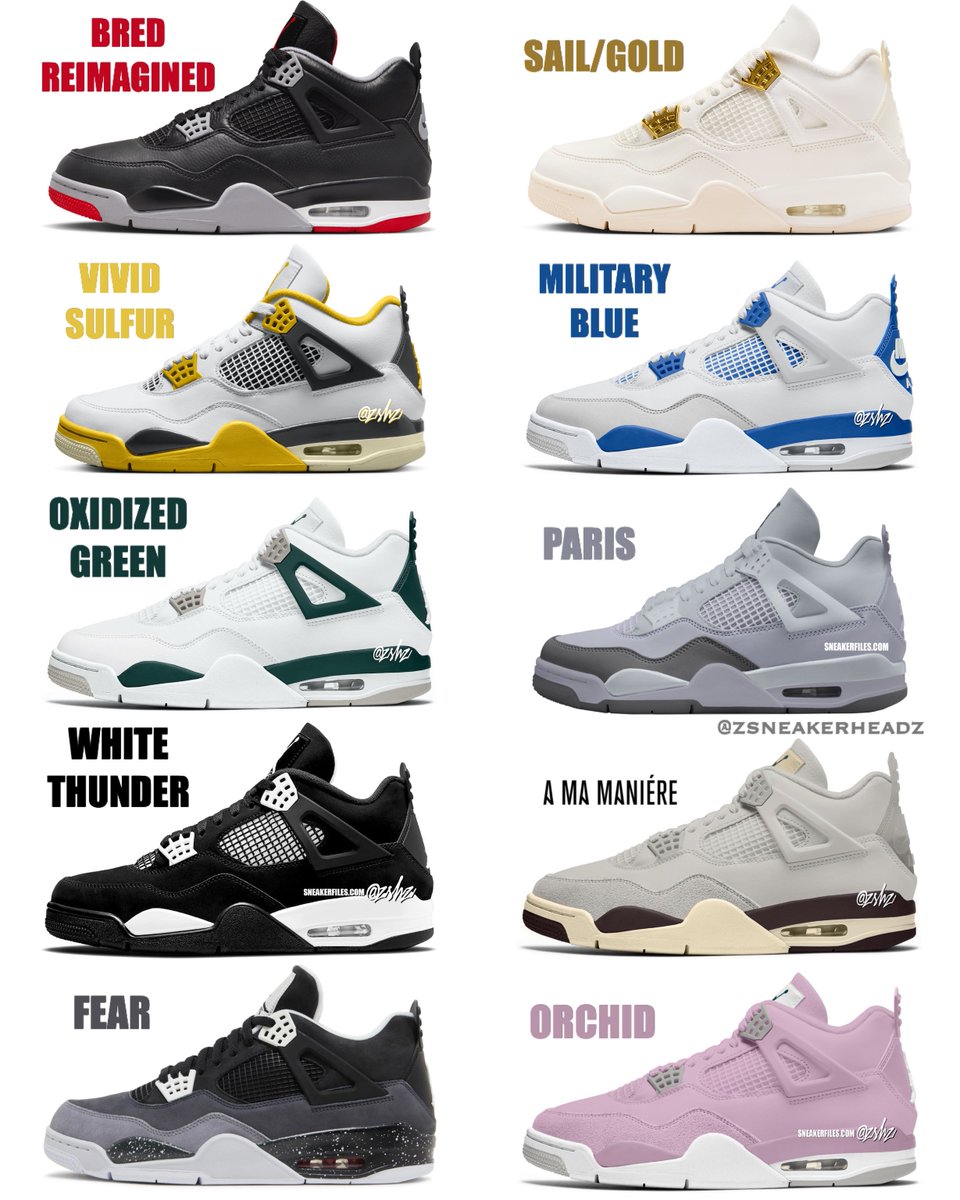 jordan 4 colorways list
