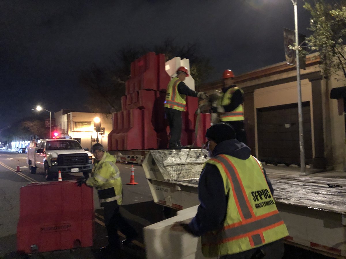 MySFPUC's tweet photo. With heavier rains predicted in the forecast, 🌧️ our crews have been all throughout San Francisco combing the streets, clearing catch basins, and canvassing low-lying areas that are prone to flooding. Find out how you can help us keep SF rain ready. https://t.co/358mVHZIqS https://t.co/H3ATPTKy1S