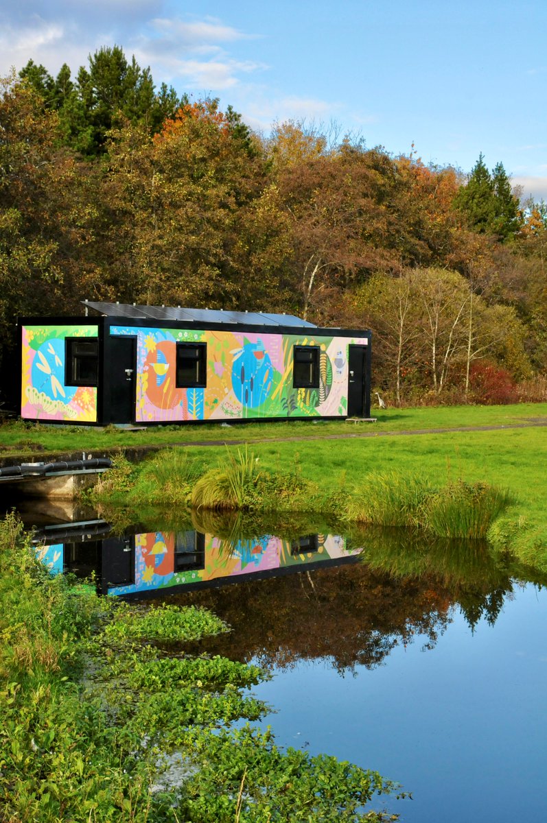 Next time you visit Strathclyde Country Park take the time to check out our newly wrapped Art Bothy designed by our very first Artist in Residence @gillwhite_ The bothy will be used for Art workshops in the park and adds a splash of artful colour to this corner of the park.