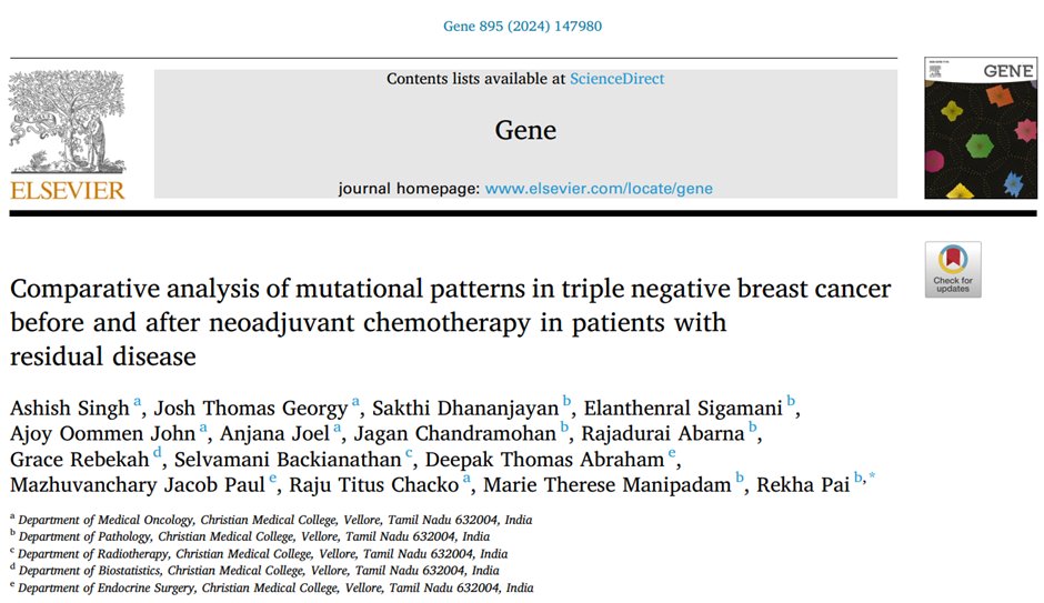 Josh Thomas Georgy (@jtgeorgy) on Twitter photo 🌟 We are glad to share our study on the mutational landscape in TNBC pre vs. post neoadjuvant therapy. Led by <a href="/todrashish/">Ashish Singh</a> Sir and Dr Rekha Pai, <a href="/rajutchacko/">Raju Chacko</a> <a href="/ajoel_84/">Anjana Joel</a> <a href="/divyathumaty/">Divya Thumaty</a> <a href="/ajoyojohn/">Ajoy Oommen John</a> <a href="/sethenral/">Dr.Elanthenral Sigamani</a> <a href="/OffCMCVellore/">CMC Vellore (Official)</a> #TNBC #bcsm #LMICresearch
pubmed.ncbi.nlm.nih.gov/37951371/
👇details 🌟 We are glad to share our study on the mutational landscape in TNBC pre vs. post neoadjuvant therapy. Led by <a href="/todrashish/">Ashish Singh</a> Sir and Dr Rekha Pai, <a href="/rajutchacko/">Raju Chacko</a> <a href="/ajoel_84/">Anjana Joel</a> <a href="/divyathumaty/">Divya Thumaty</a> <a href="/ajoyojohn/">Ajoy Oommen John</a> <a href="/sethenral/">Dr.Elanthenral Sigamani</a> <a href="/OffCMCVellore/">CMC Vellore (Official)</a> #TNBC #bcsm #LMICresearch
pubmed.ncbi.nlm.nih.gov/37951371/
👇details
