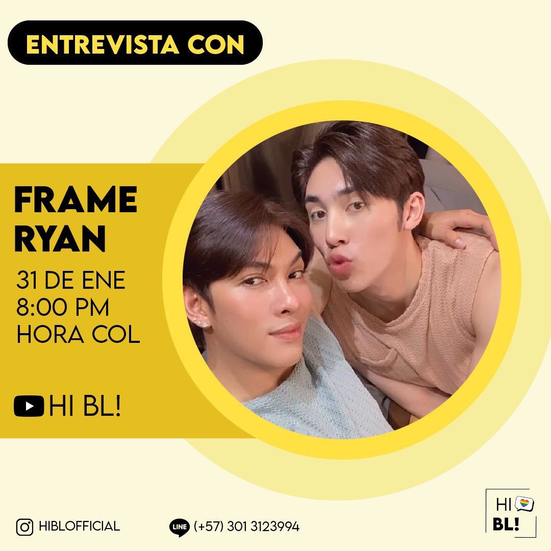 #HIBLXFRAMERYAN 👀

Are you ready to talk about Volleyball and love?  🏐❤️

See you tomorrow at 8pm (Colombia time / 8am on February 1st in Thailand) and find out what they told us. <a href="/Frame_Ritchanon/">frame_ritchanon</a> <a href="/Ryanpanya_/">Ryan Panya Mcshane</a> 

Link: youtube.com/watch?v=pAAF1c…