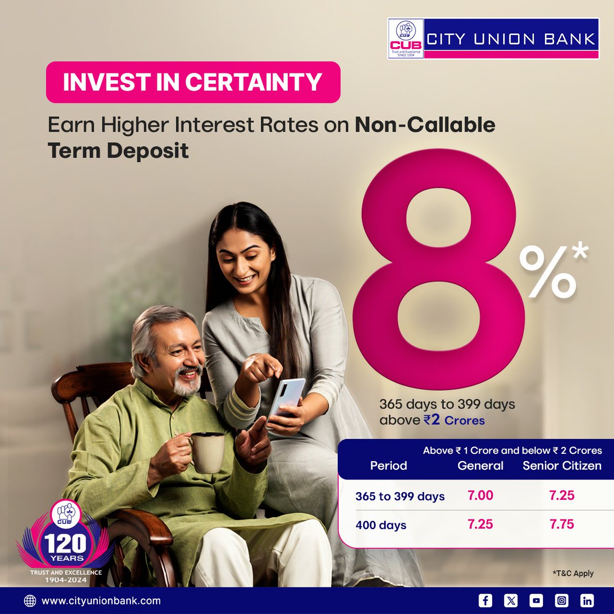 cubltd's tweet photo. #FixedDeposit
#HigherInterestRate #120YearsBanking
#cubltd
#cityunionbank #CUBConvenientBanking https://t.co/0jb17QbnOv
