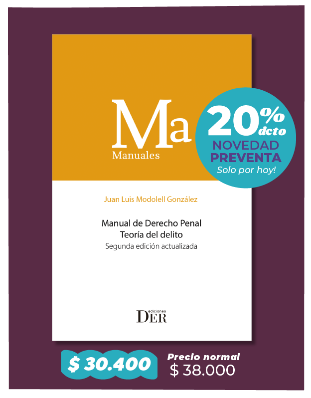 DEREdiciones's tweet photo. Atención #DERlovers! 

Ya está disponible la Novedad Editorial "Manual de Derecho Penal. Teoría del delito. Segunda edición actualizada" de @Jmodolell 👏🤓
 
👉Revísala aquí: https://t.co/OI1VvmeREY

#DEREdiciones #librosDER #derechopenal https://t.co/gUQ1iEFSD7