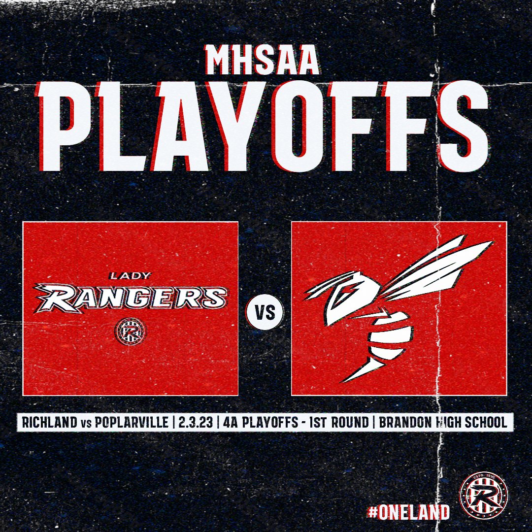 The 1st Round of the 4A Playoffs is set. Richland hosts Poplarville this Saturday, February 3 at Brandon HS. Kickoff is set for 11:00AM. #OneLand