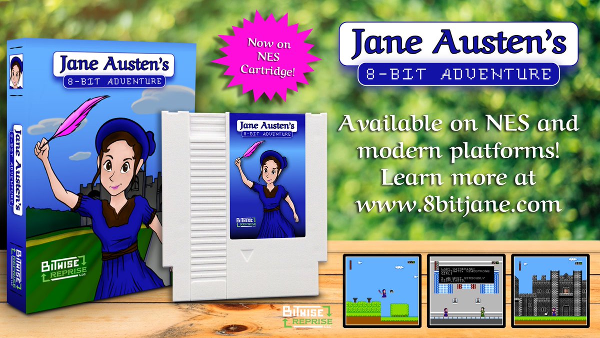 "Emma waited the result with impatience, but not without strong hopes." - Jane Austen

The wait is over - Jane Austen's 8-bit Adventure is now available on NES cartridge! Or download the digital version for modern platforms. Learn more at 8bitjane.com