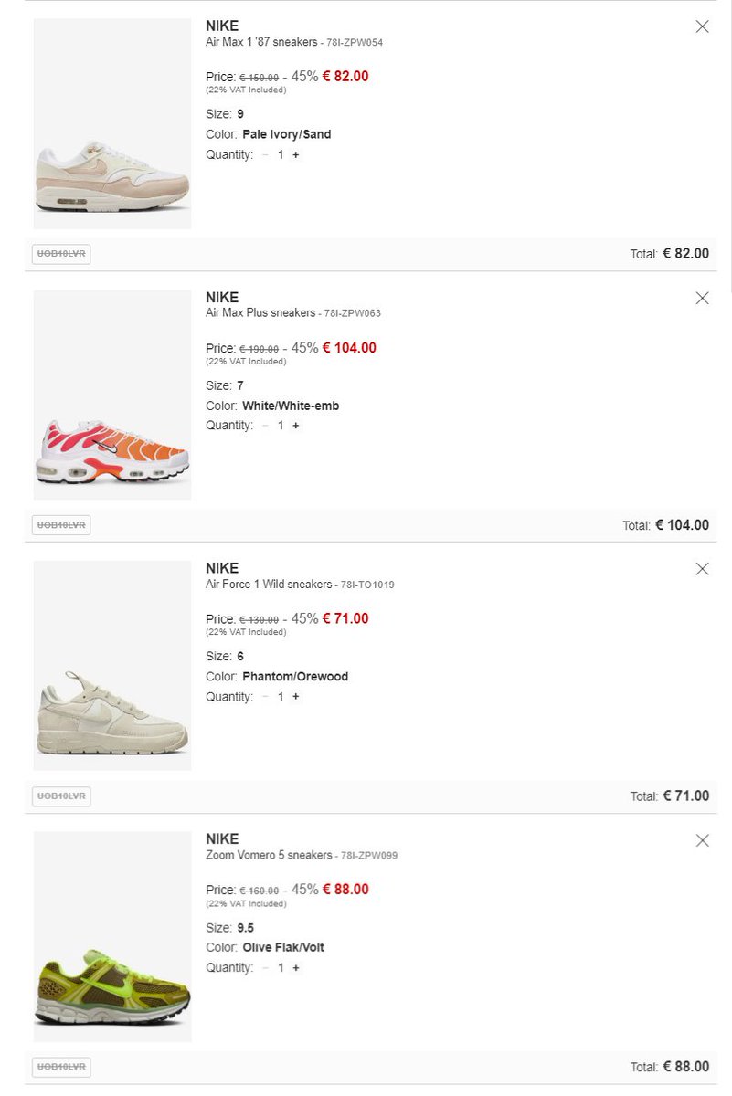 more_sneakers's tweet photo. AD: Further reductions now on LVR
These are now discounted to 45% OFF

W Air Max 1 'Pale Ivory'
=>https://t.co/HLcOgMNJtK

W Air Max Plus 'Ember Glow'
=>https://t.co/Lg3CocKA2D

W AF1 Wild 'Phantom'
=> https://t.co/8YTS8qQ2ye

W Vomero 5 'Olive Flak'
=>https://t.co/gtin9ZRG2D https://t.co/xuHUAmEoYu