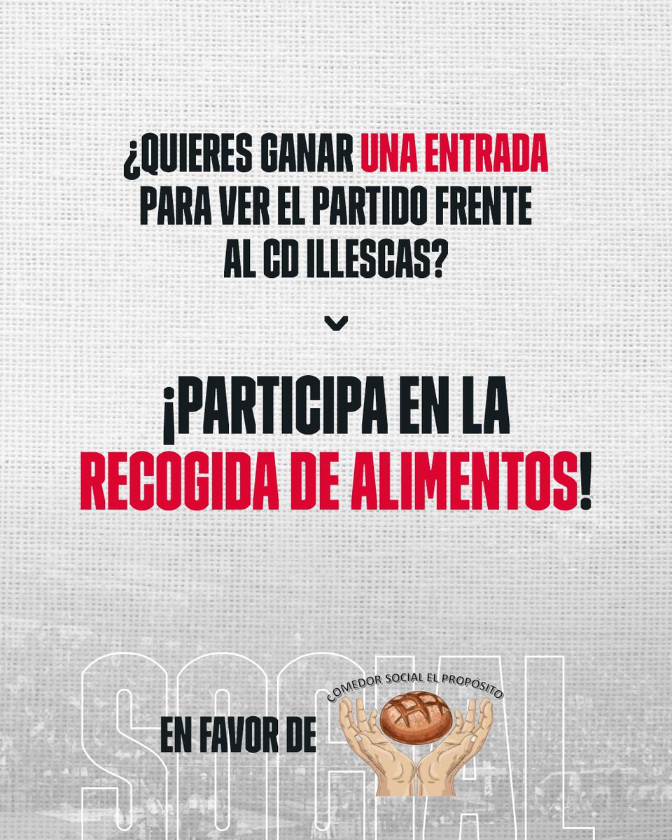 ℹ️ Desde el club hemos iniciado una campaña de recogida de alimentos.

¿Quieres participar?

➡️ Por cada 2 kilos o litros de alimentos que traigas desde el martes hasta el viernes de 10:00 a 14:00, tendrás una entrada de fondo o preferencia.

🍽️ Se necesita: Leche, aceite, arroz,