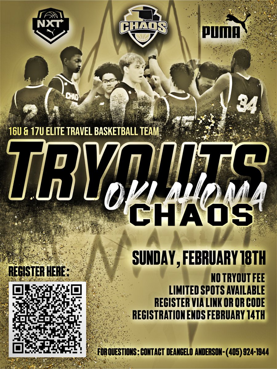 ‼️Don’t forget to register‼️ registration ends Feb. 14th, you must be registered to attend or participate, no walk-ups‼️ This is a closed tryout‼️ Register by scanning the QR code, or contact Coach D <a href="/405/">Cuatro Cero Cinco</a>-924-1944. See ya there‼️
